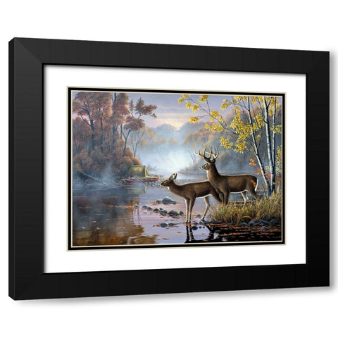 Mist On The River Black Modern Wood Framed Art Print with Double Matting by Goebel, Wilhelm