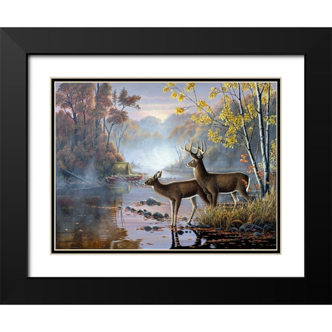 Mist On The River Black Modern Wood Framed Art Print with Double Matting by Goebel, Wilhelm