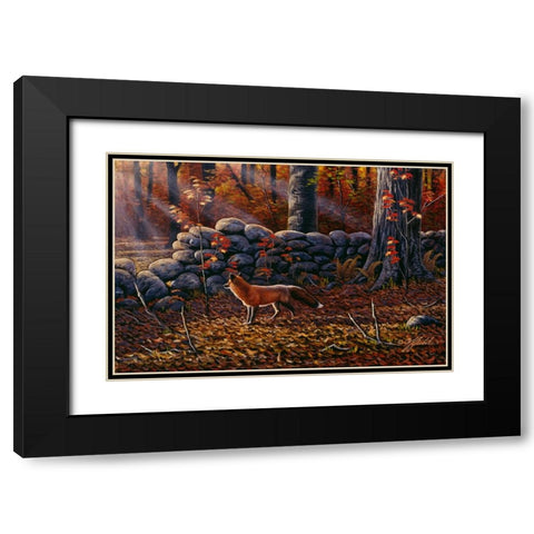 Autumn Reds - Red Fox Black Modern Wood Framed Art Print with Double Matting by Goebel, Wilhelm