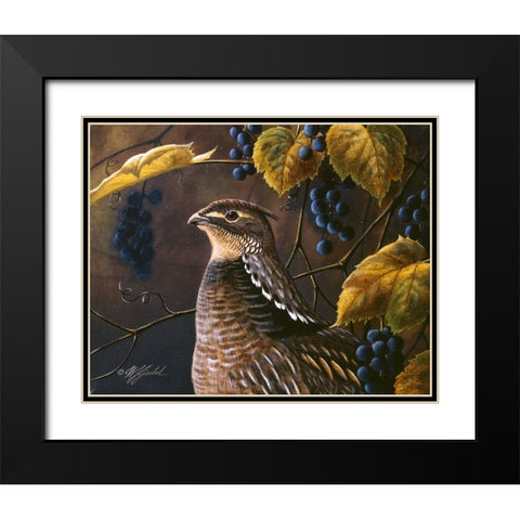 Grouse And Grapes Black Modern Wood Framed Art Print with Double Matting by Goebel, Wilhelm