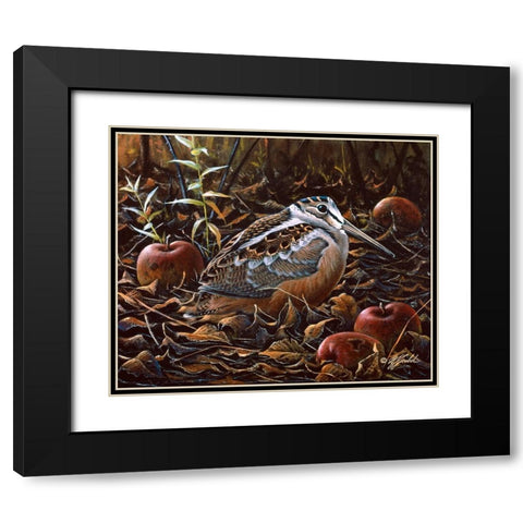 Orchard Woodcock Black Modern Wood Framed Art Print with Double Matting by Goebel, Wilhelm