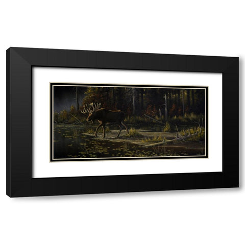 Autumn Moose Black Modern Wood Framed Art Print with Double Matting by Goebel, Wilhelm