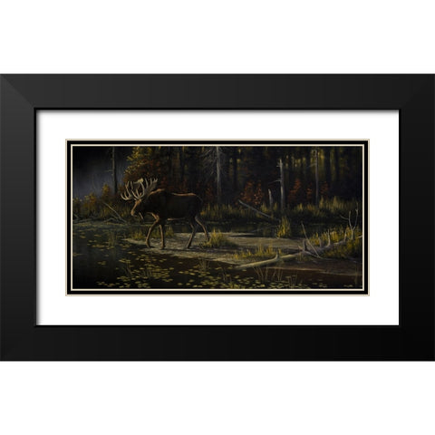 Autumn Moose Black Modern Wood Framed Art Print with Double Matting by Goebel, Wilhelm