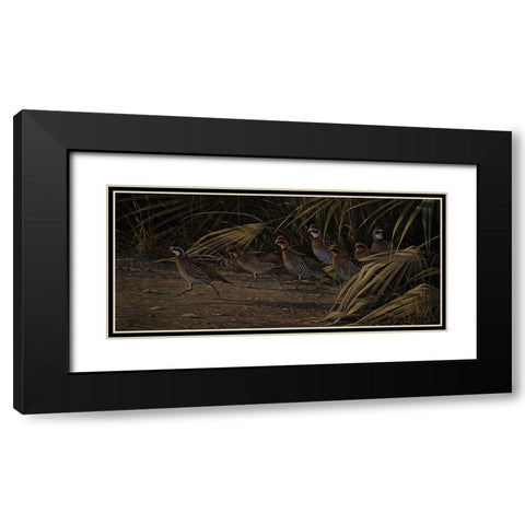 Breaking Cover - Bobwhites Black Modern Wood Framed Art Print with Double Matting by Goebel, Wilhelm