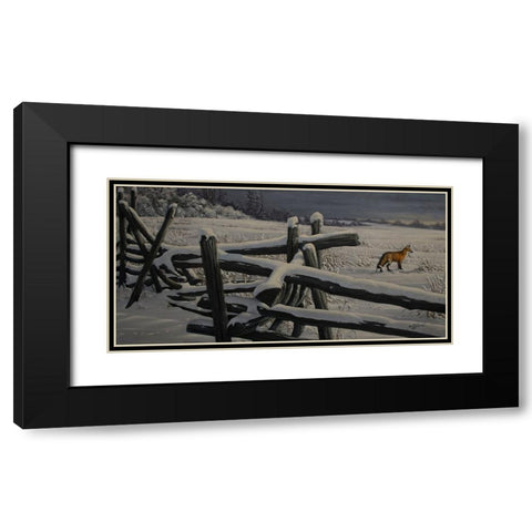 Split Rail And Fox Black Modern Wood Framed Art Print with Double Matting by Goebel, Wilhelm