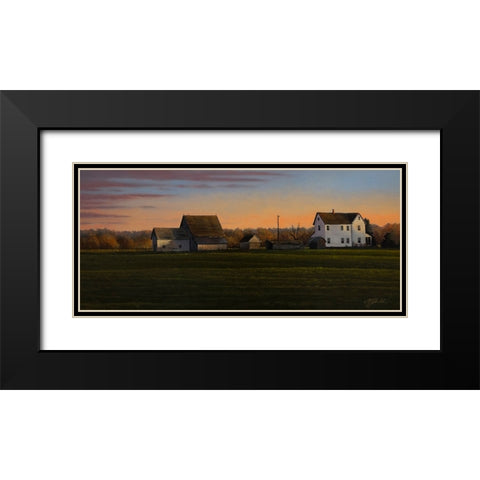 Sunset On A Family Farm Black Modern Wood Framed Art Print with Double Matting by Goebel, Wilhelm