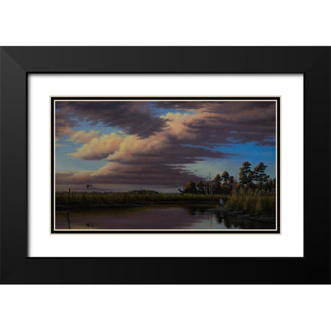 Sunset On Wicomico Creek Black Modern Wood Framed Art Print with Double Matting by Goebel, Wilhelm