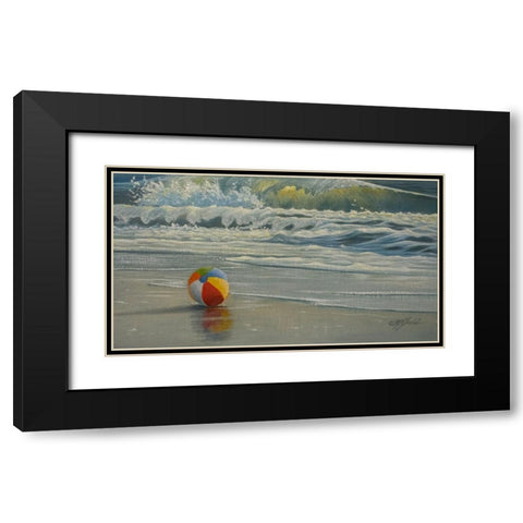 Beach Ball in Surf Black Modern Wood Framed Art Print with Double Matting by Goebel, Wilhelm