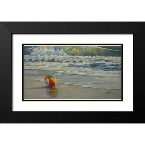 Beach Ball in Surf Black Modern Wood Framed Art Print with Double Matting by Goebel, Wilhelm