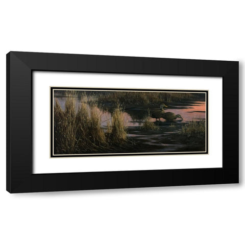 Black Ducks at Dusk Black Modern Wood Framed Art Print with Double Matting by Goebel, Wilhelm