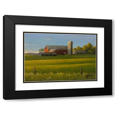 Lancaster County Farm Black Modern Wood Framed Art Print with Double Matting by Goebel, Wilhelm