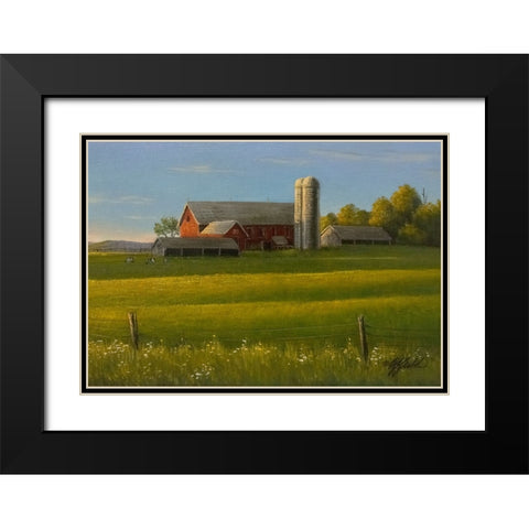 Lancaster County Farm Black Modern Wood Framed Art Print with Double Matting by Goebel, Wilhelm
