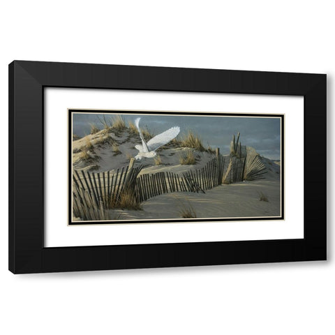 Launch - Snowy Owl Black Modern Wood Framed Art Print with Double Matting by Goebel, Wilhelm