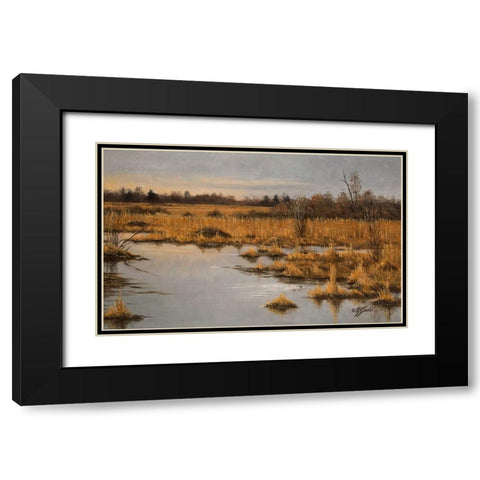 Muskrat Marsh Black Modern Wood Framed Art Print with Double Matting by Goebel, Wilhelm