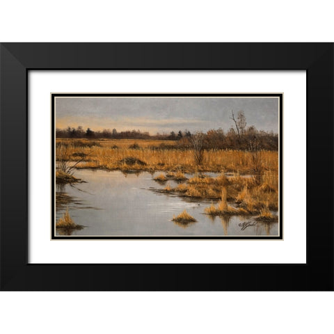 Muskrat Marsh Black Modern Wood Framed Art Print with Double Matting by Goebel, Wilhelm