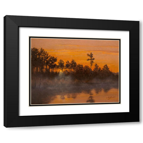 Wicomico Creek Sunset Black Modern Wood Framed Art Print with Double Matting by Goebel, Wilhelm