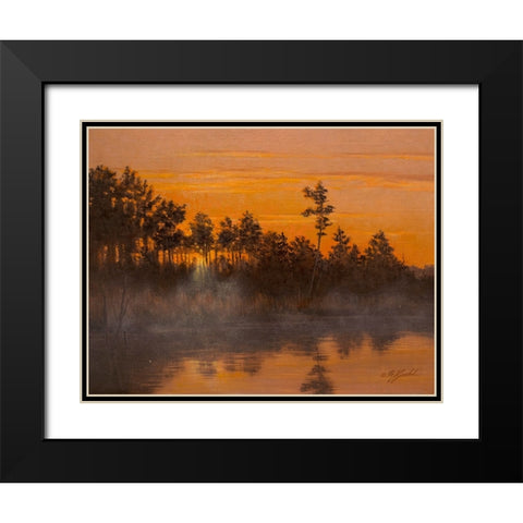 Wicomico Creek Sunset Black Modern Wood Framed Art Print with Double Matting by Goebel, Wilhelm