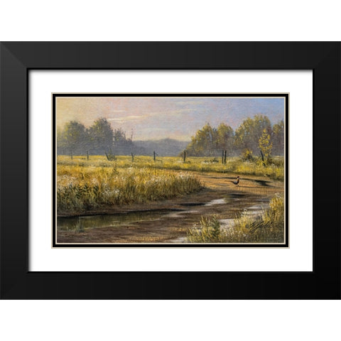 Country Lane Black Modern Wood Framed Art Print with Double Matting by Goebel, Wilhelm