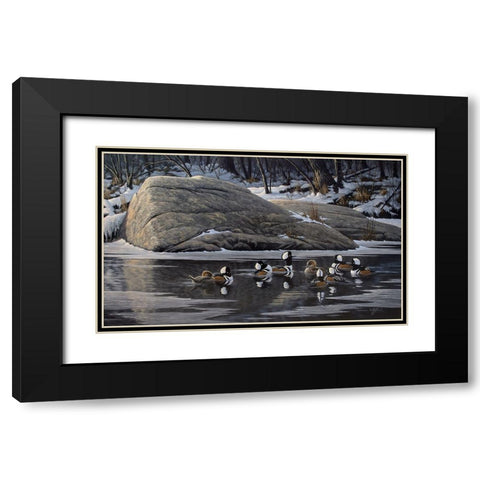 Courtship Rock Black Modern Wood Framed Art Print with Double Matting by Goebel, Wilhelm