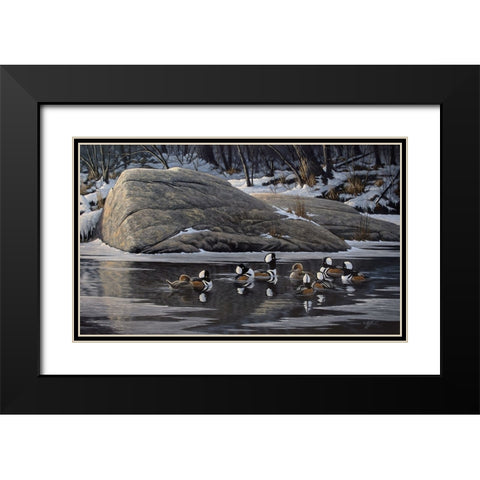 Courtship Rock Black Modern Wood Framed Art Print with Double Matting by Goebel, Wilhelm