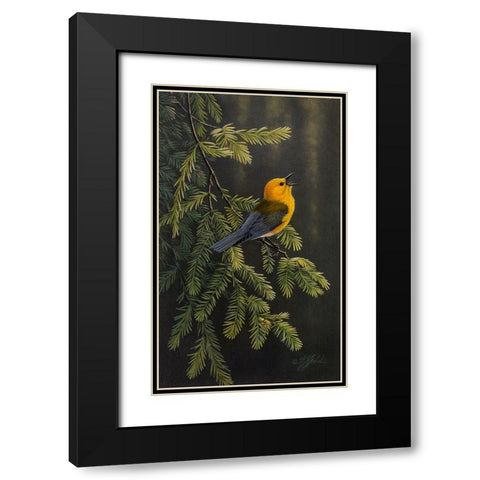 Cypress Song Black Modern Wood Framed Art Print with Double Matting by Goebel, Wilhelm