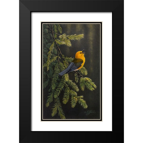 Cypress Song Black Modern Wood Framed Art Print with Double Matting by Goebel, Wilhelm