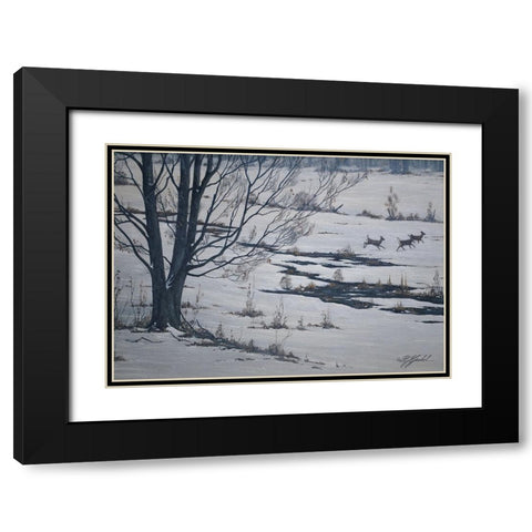 Sprint Through Winter Black Modern Wood Framed Art Print with Double Matting by Goebel, Wilhelm