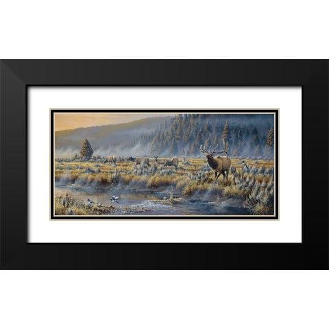 Autumn Classic - Elk Black Modern Wood Framed Art Print with Double Matting by Goebel, Wilhelm
