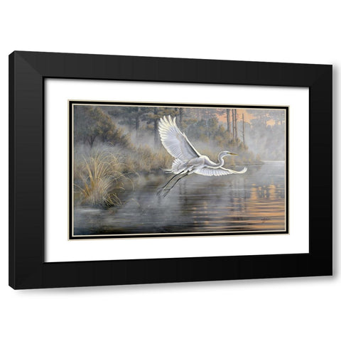 Sunrise Flight Black Modern Wood Framed Art Print with Double Matting by Goebel, Wilhelm