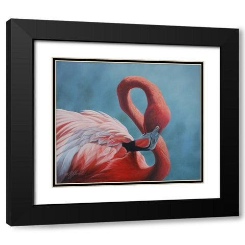 Figure 8 - Flamingo Black Modern Wood Framed Art Print with Double Matting by Goebel, Wilhelm