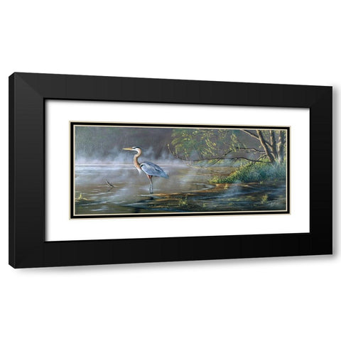 Quiet Cove - Great Blue Heron Black Modern Wood Framed Art Print with Double Matting by Goebel, Wilhelm