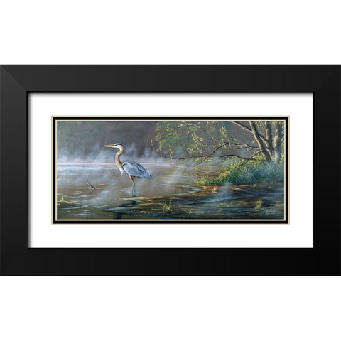 Quiet Cove - Great Blue Heron Black Modern Wood Framed Art Print with Double Matting by Goebel, Wilhelm