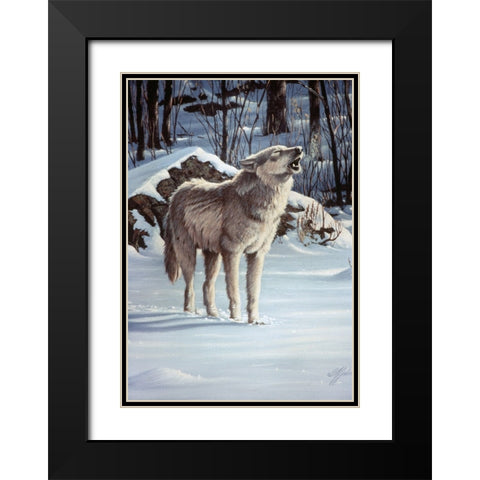A Message For The Wind - Wolf Black Modern Wood Framed Art Print with Double Matting by Goebel, Wilhelm