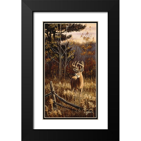 Autumn Whitetail Black Modern Wood Framed Art Print with Double Matting by Goebel, Wilhelm