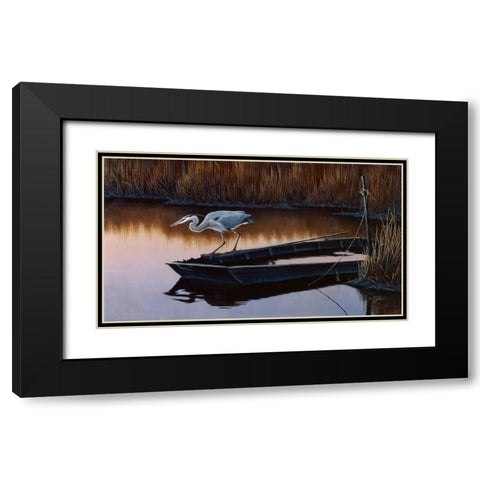 Vantage Point - Great Blue Heron Black Modern Wood Framed Art Print with Double Matting by Goebel, Wilhelm