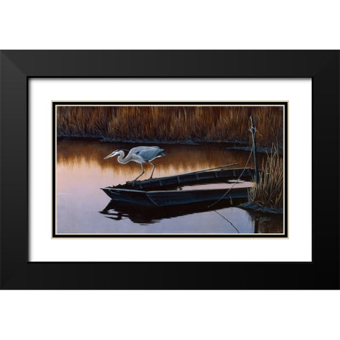 Vantage Point - Great Blue Heron Black Modern Wood Framed Art Print with Double Matting by Goebel, Wilhelm