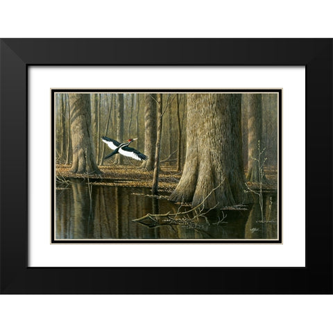Still Flying Black Modern Wood Framed Art Print with Double Matting by Goebel, Wilhelm