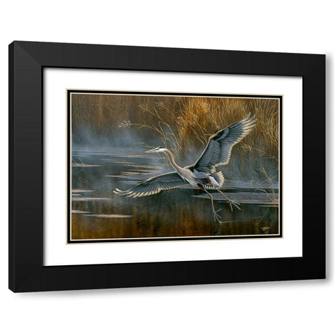 Misty Flight Black Modern Wood Framed Art Print with Double Matting by Goebel, Wilhelm