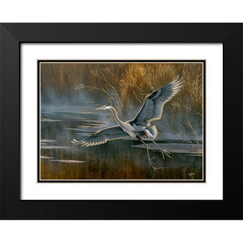 Misty Flight Black Modern Wood Framed Art Print with Double Matting by Goebel, Wilhelm