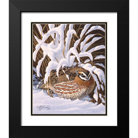 Hiding Quail Black Modern Wood Framed Art Print with Double Matting by Goebel, Wilhelm