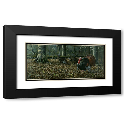 The Suitor - Wild Turkeys Black Modern Wood Framed Art Print with Double Matting by Goebel, Wilhelm