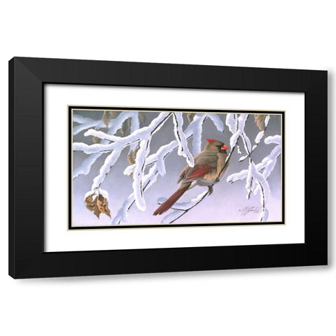 Winter Lady - Cardinal Black Modern Wood Framed Art Print with Double Matting by Goebel, Wilhelm