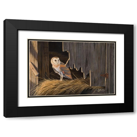 Ready For The Hunt Barn Owl Black Modern Wood Framed Art Print with Double Matting by Goebel, Wilhelm