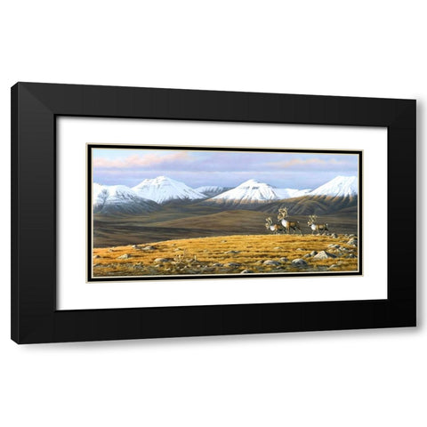 Time Passages Mountain Caribou Black Modern Wood Framed Art Print with Double Matting by Goebel, Wilhelm