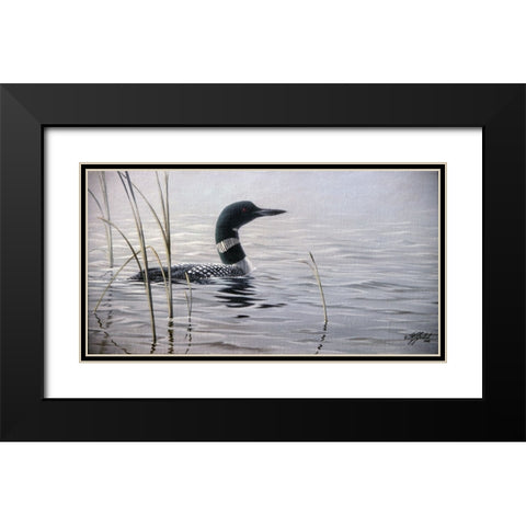 Emerging Loon Black Modern Wood Framed Art Print with Double Matting by Goebel, Wilhelm