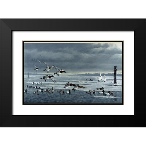 Choptank Gathering Black Modern Wood Framed Art Print with Double Matting by Goebel, Wilhelm