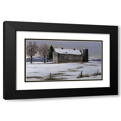 Winter Barn Black Modern Wood Framed Art Print with Double Matting by Goebel, Wilhelm