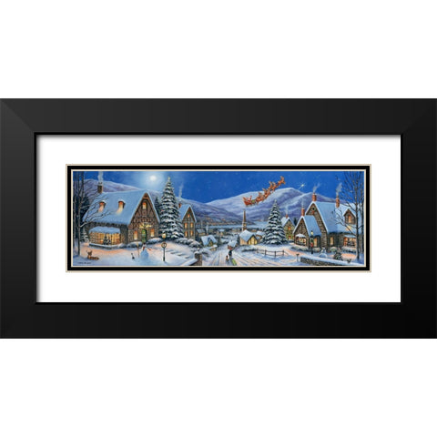 Christmas Town Panorama Black Modern Wood Framed Art Print with Double Matting by Zaccheo, John
