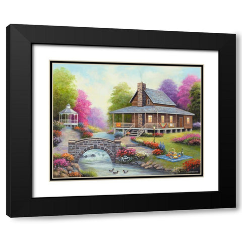 Springs Harmony Black Modern Wood Framed Art Print with Double Matting by Zaccheo, John
