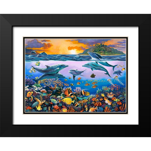 Undersea League Black Modern Wood Framed Art Print with Double Matting by Zaccheo, John